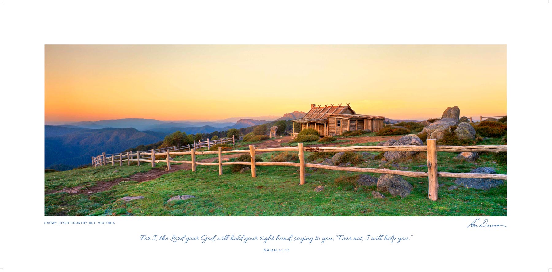 POSTER OF PURPOSE - SNOWY RIVER COUNTRY HUT - Scripture
